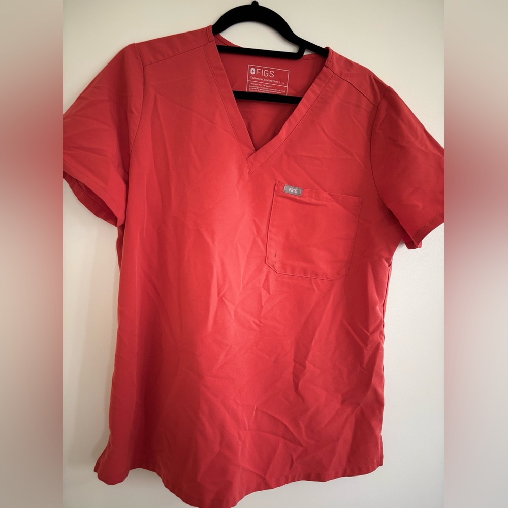 Figs orange V-Neck Scrub Top